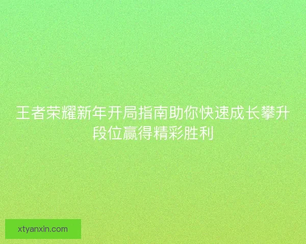 王者荣耀新年开局指南助你快速成长攀升段位赢得精彩胜利 王者荣耀新年开局指南助你快速成长攀升段位赢得精彩胜利